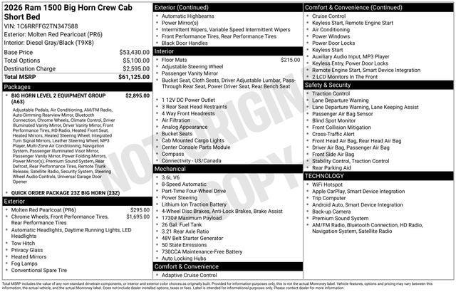 2026 Ram 1500 Big Horn Crew Cab 4x4 5'7" Box