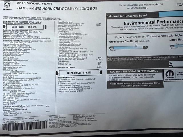 2026 Ram 3500 Big Horn Crew Cab 4x4 8 Box