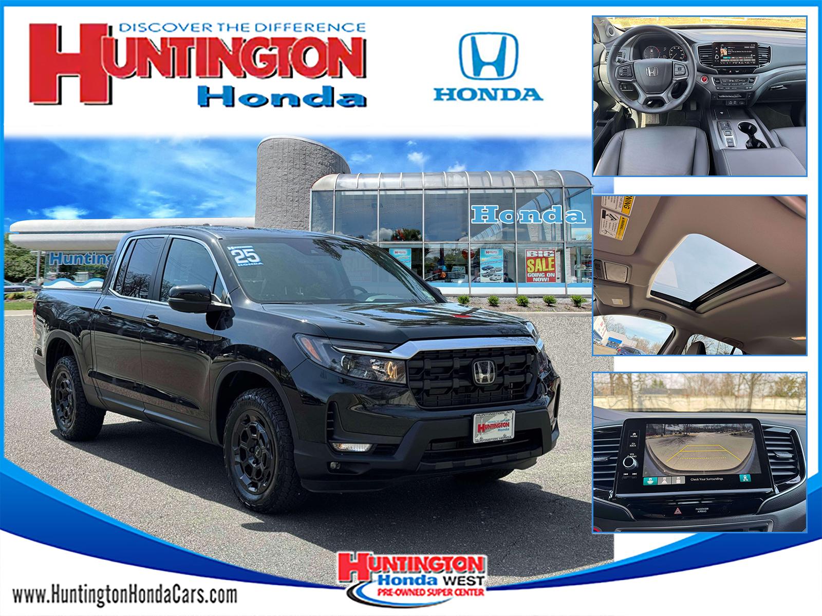 Crystal Black Pearl 2025 Honda Ridgeline RTL+ AWD Pickup Truck All-Wheel Drive Automatic