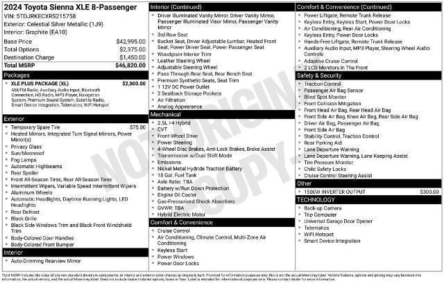 2024 Toyota Sienna XLE 8 Passenger