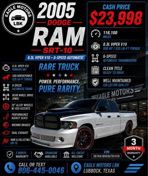 2005 Dodge Ram 1500 SRT-10 for sale in Lubbock, TX