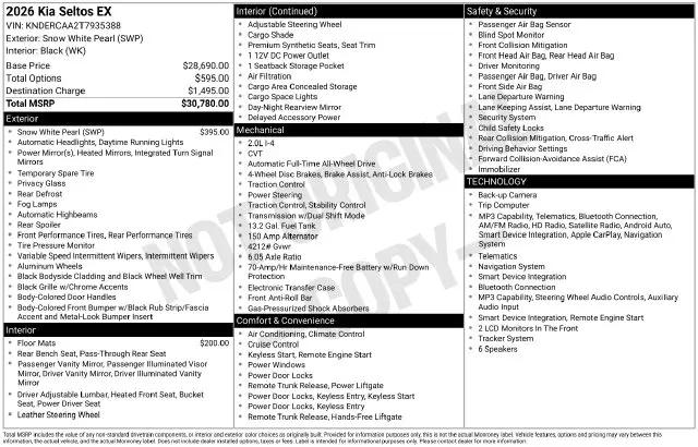 2026 Kia Seltos EX for sale in Boardman, OH