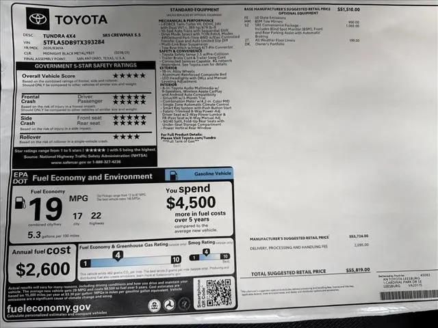 2026 Toyota Tundra SR5 CrewMax 5.5' Bed