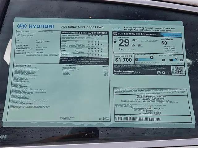 2026 Hyundai Sonata SEL Sport