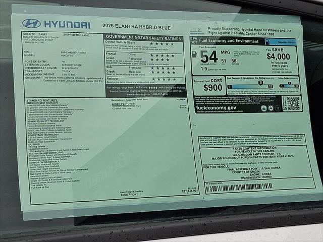 2026 Hyundai Elantra Hybrid Blue