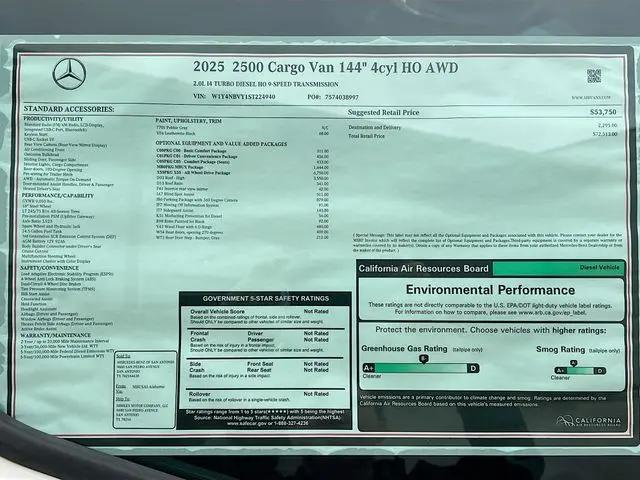 2025 Mercedes-Benz Sprinter 2500 Standard Roof 4-Cyl Diesel HO