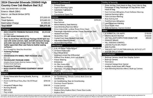 2024 Chevrolet Silverado 2500HD 4WD Crew Cab Standard Bed High Country