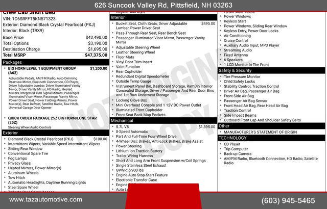 2019 Ram 1500 Big Horn/Lone Star Crew Cab 4x4 5'7" Box