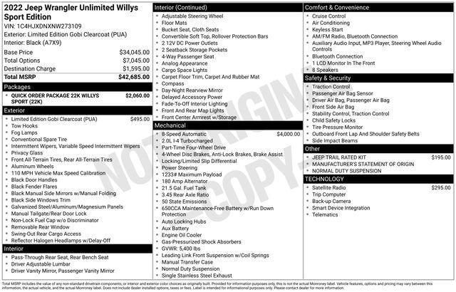 2022 Jeep Wrangler Unlimited Willys Sport 4x4