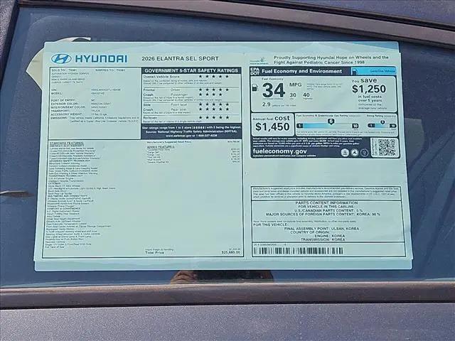 2026 Hyundai Elantra SEL Sport
