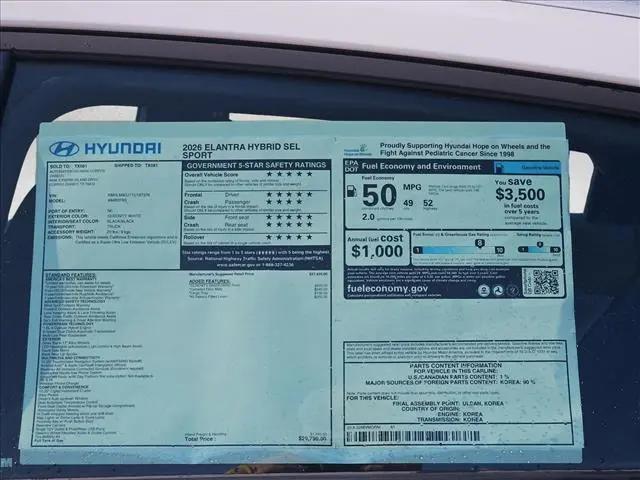 2026 Hyundai Elantra Hybrid SEL Sport