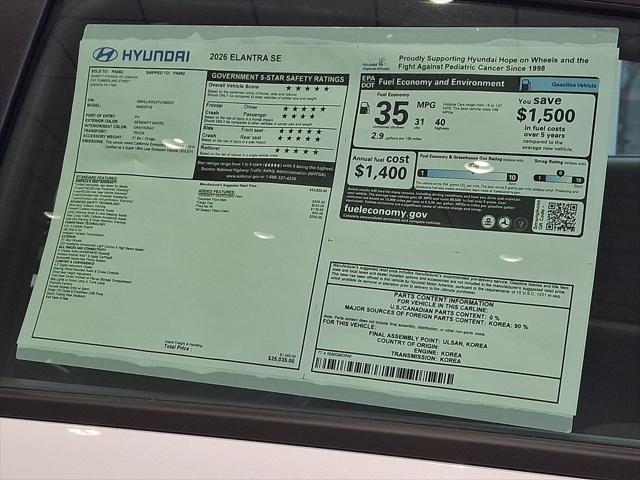 2026 Hyundai Elantra SE