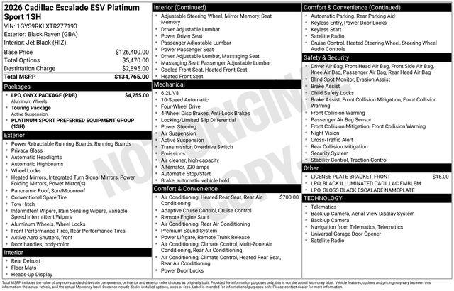 2026 Cadillac Escalade ESV Platinum Sport