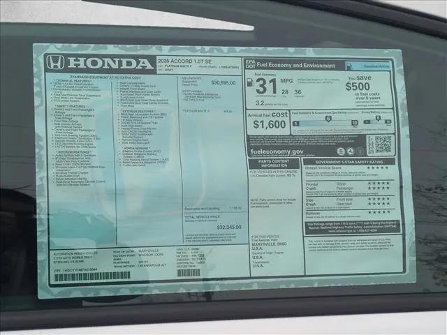 2026 Honda Accord Sedan SE