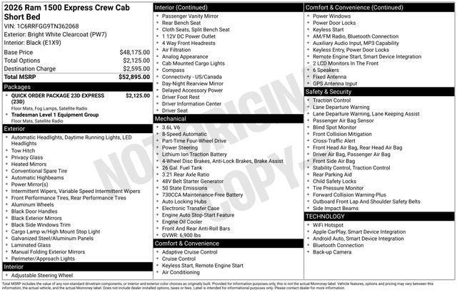 2026 RAM Ram 1500 RAM 1500 EXPRESS CREW CAB 4X4 57 BOX