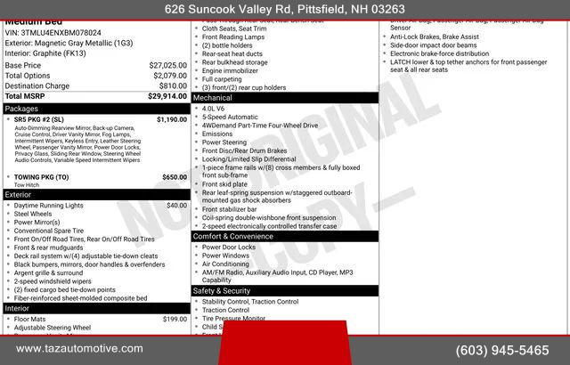 2011 Toyota Tacoma Base V6