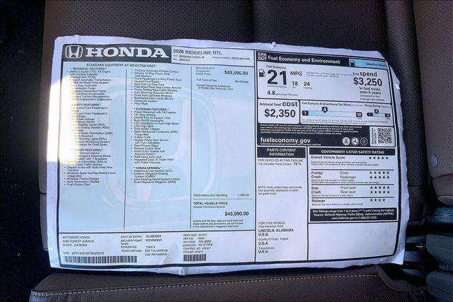 2026 Honda Ridgeline RTL