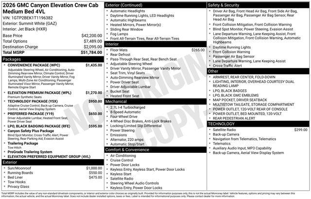 2026 GMC Canyon Elevation, 4WD