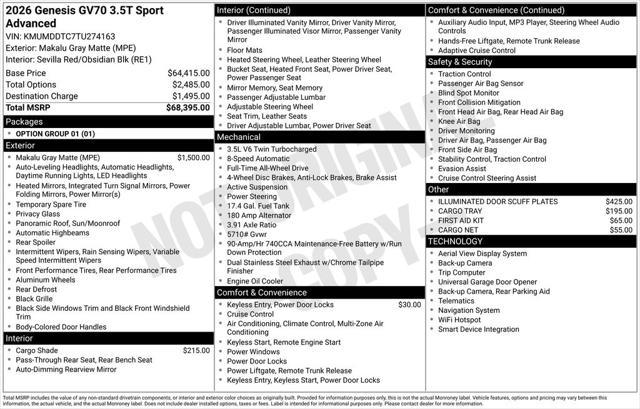 2026 Genesis GV70 3.5T Sport Advanced