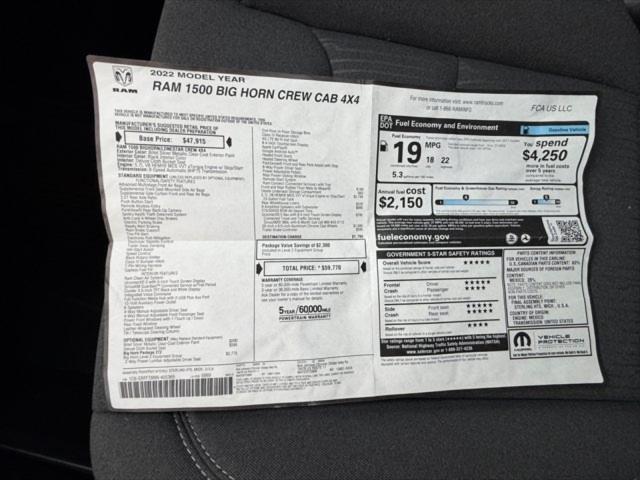 2022 Ram 1500 Big Horn Crew Cab 4x4 5'7" Box