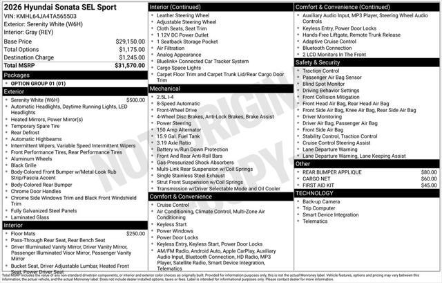 2026 Hyundai Sonata SEL Sport