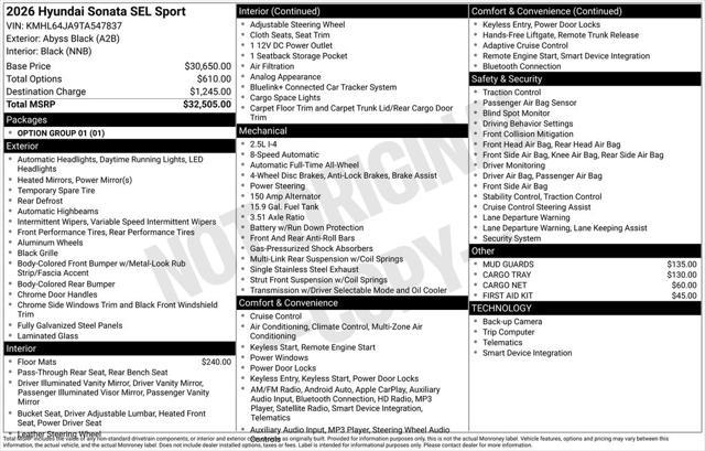 2026 Hyundai Sonata SEL Sport