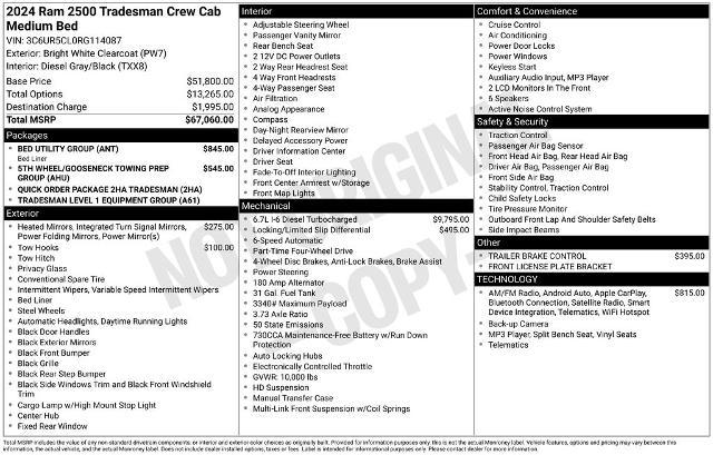 2024 Ram 2500 Tradesman Crew Cab 4x4 6'4" Box
