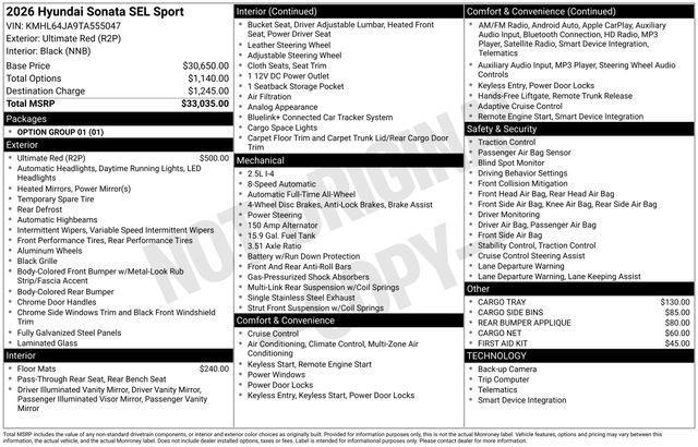 2026 Hyundai Sonata SEL Sport