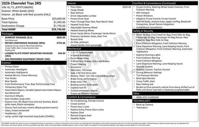 2026 Chevrolet Trax FWD 2RS