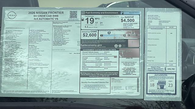 2026 Nissan Frontier Crew Cab SV 4x4