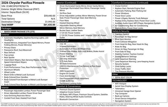 2026 Chrysler Pacifica Pinnacle AWD