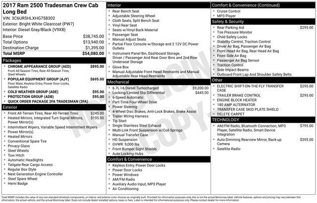 2017 Ram 2500 Tradesman Crew Cab 4x4 8' Box