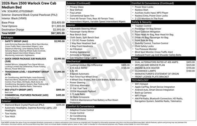 2026 Ram 2500 Warlock Crew Cab 4x4 6'4" Box