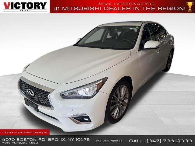 Pure White 2022 INFINITI Q50 Luxe AWD Sedan All-Wheel Drive 7-Speed Automatic Overdrive