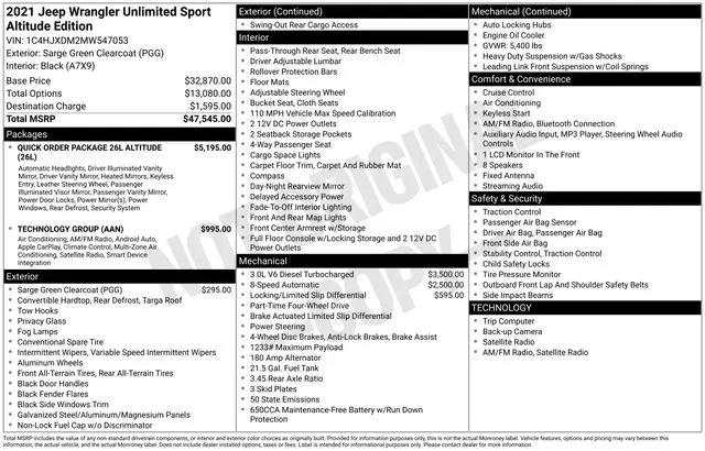 2021 Jeep Wrangler Sport Altitude 4x4