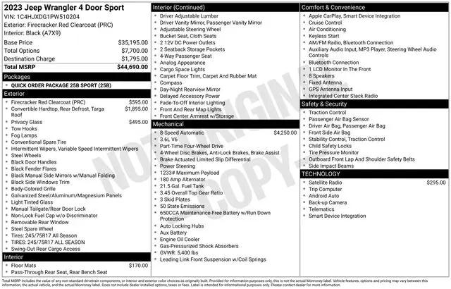2023 Jeep Wrangler 4-Door Sport 4x4