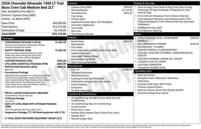 2026 Chevrolet Silverado 1500 4WD Crew Cab Standard Bed LT Trail Boss