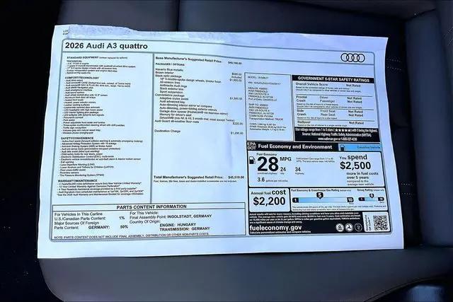 2026 Audi A3 Premium 40 TFSI quattro S tronic