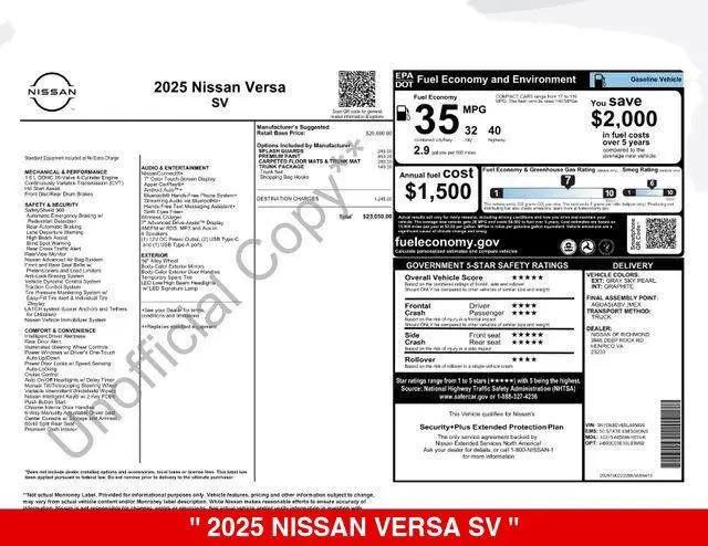 2025 Nissan Versa 1.6 SV