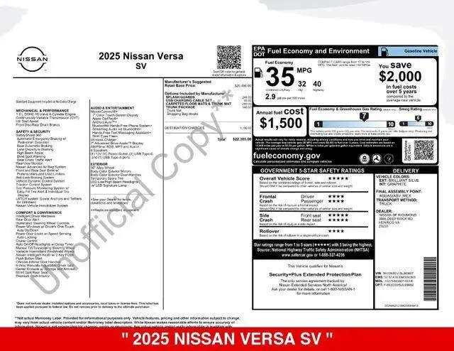 2025 Nissan Versa 1.6 SV