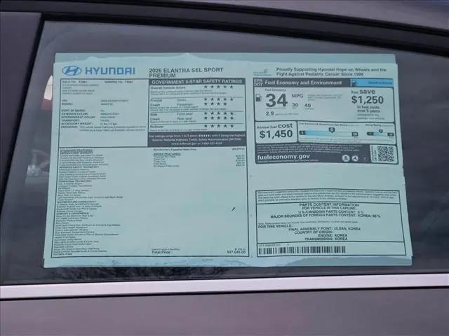 2026 Hyundai Elantra SEL Sport Premium