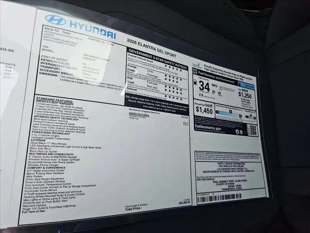 2026 Hyundai Elantra SEL Sport
