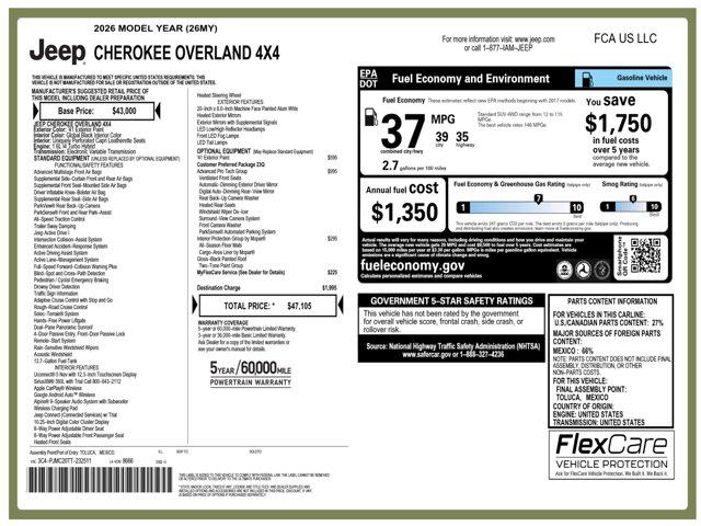 2026 Jeep Cherokee Overland 4x4