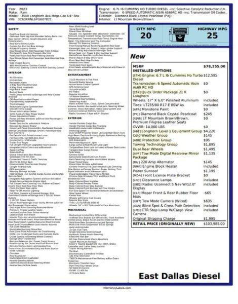 2023 Ram 3500 Limited Longhorn Mega Cab 4x4 6'4" Box