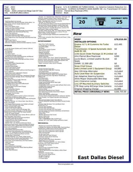 2022 Ram 3500 Limited Mega Cab 4x4 6'4" Box