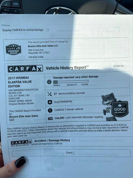 2017 Hyundai Elantra Value Edition
