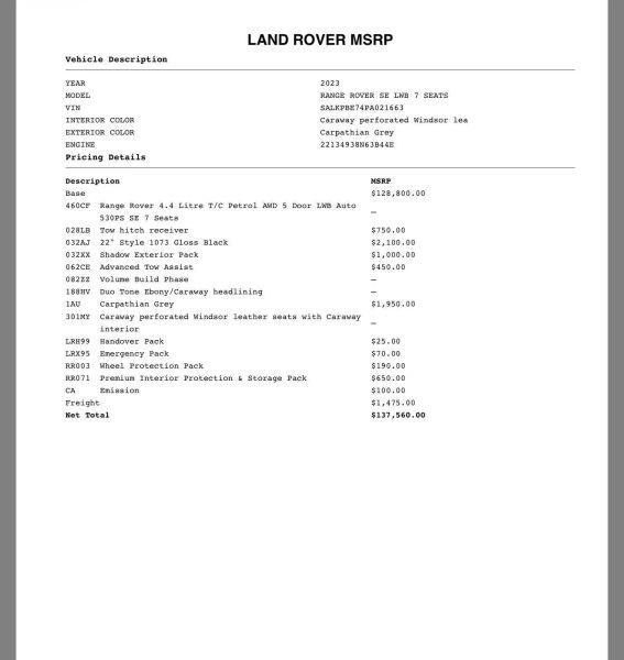 2023 Land Rover Range Rover P530 SE