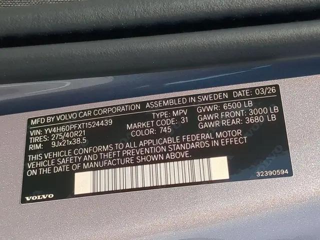 2026 Volvo XC90 Plug-In Hybrid Ultra, T8 AWD, Electric/Gasoline, Bright, 7 Seats