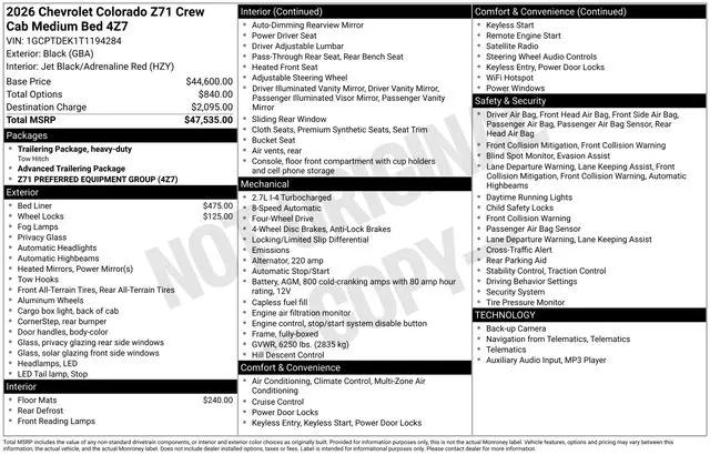 2026 Chevrolet Colorado Z71, 4WD