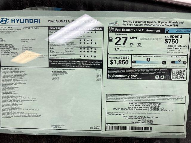 2026 Hyundai Sonata SEL Sport